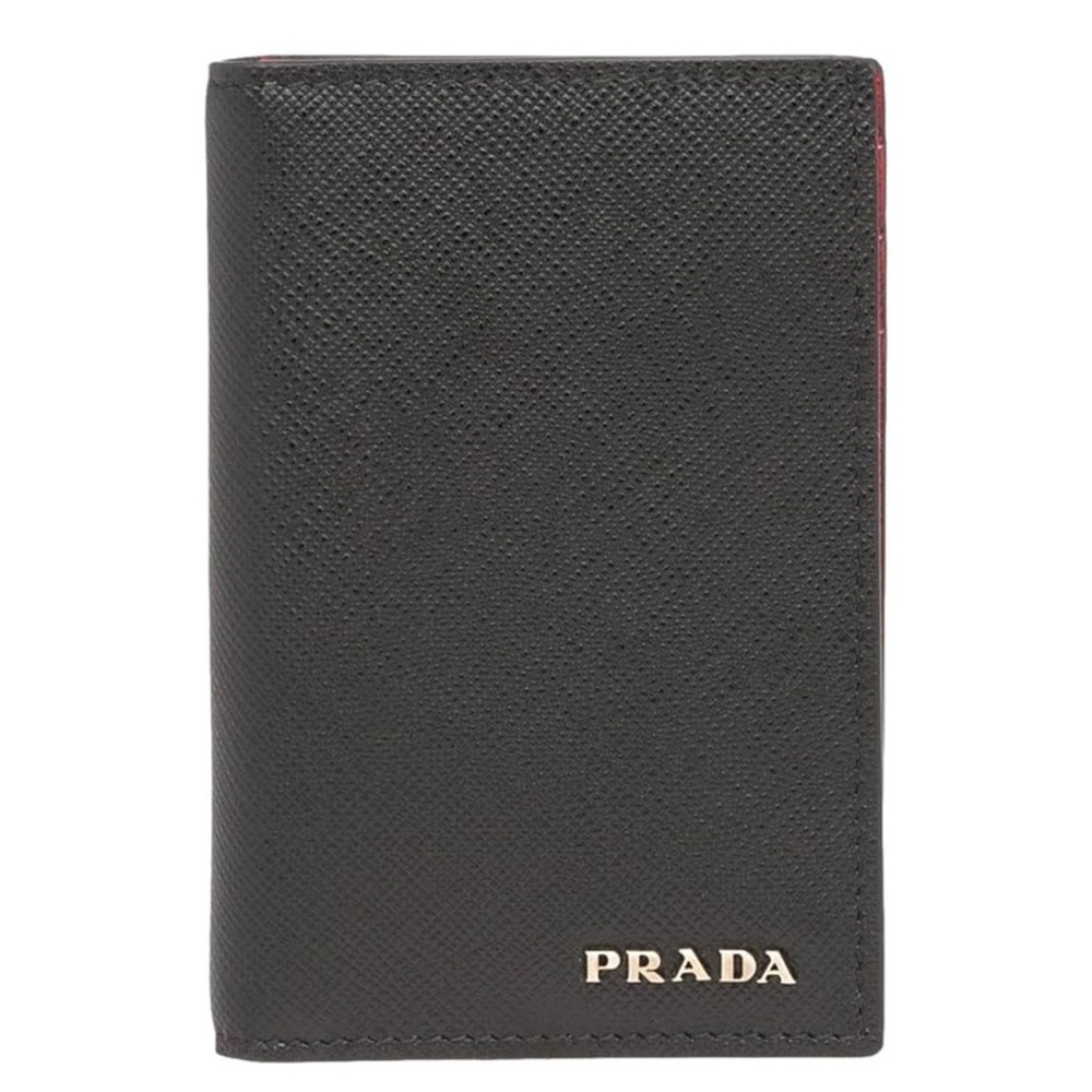 Prada Black Saffiano Leather Key Card Holder